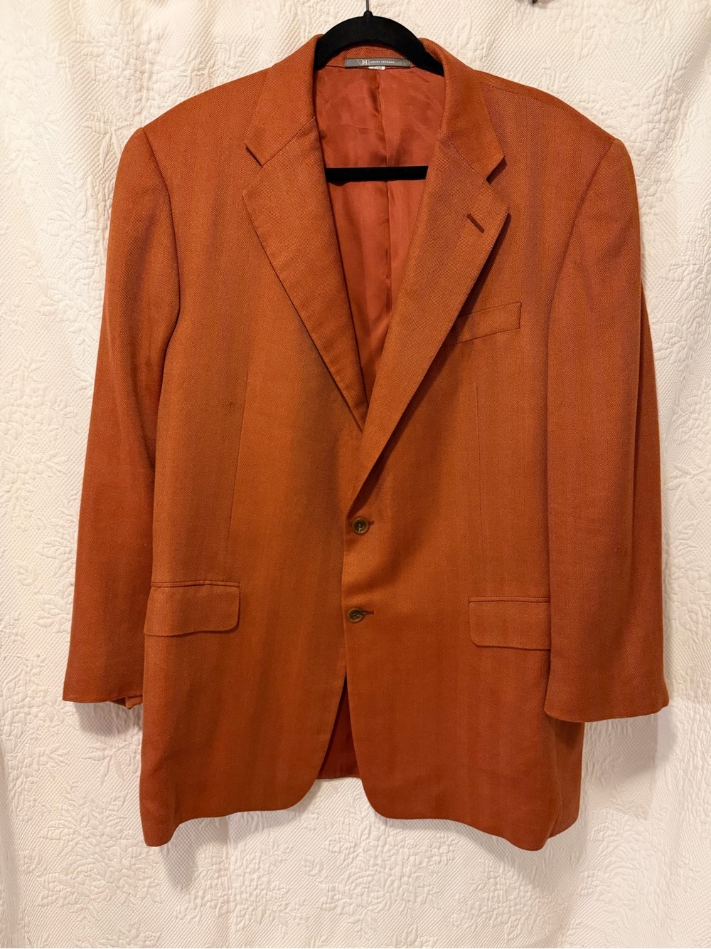 Hickey Freeman Men's Rust Orange Two-Button Blazer Sz 44